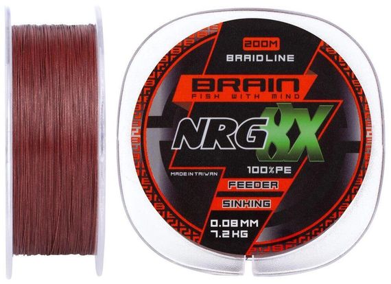Шнур Brain NRG 8X sinking 200m 0.08 mm 7.2 kg ц: brown