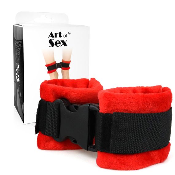 Поножи Art of Sex Ankle Cuffs Soft Touch плюш Красные One Size | Зображення 3