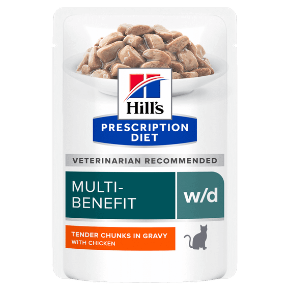 Hill’s Prescription Diet w/d Вологий корм для котів при цукровому діабеті та для контролю ваги, з куркою, 85 г