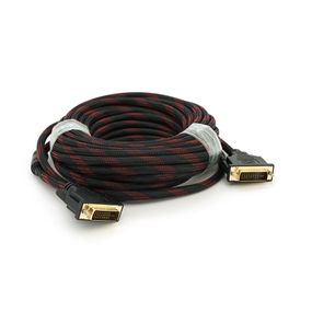 Кабель Merlion Dvi-Dvi 10m, 2 феррита, оплетка, Black, 24/24pin, (Пакет)