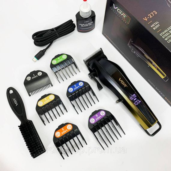 Акумуляторна машинка для стрижки волосся з насадками VGR V-273 Машинка для стрижки короткої LY-46