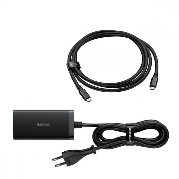 МЗП Baseus GaN5 Pro 67W USB+2Type-C+HDMI (1.5m)  + Кабель Type-C to Type-C 100W(20V/5A (1m) | Зображення 2