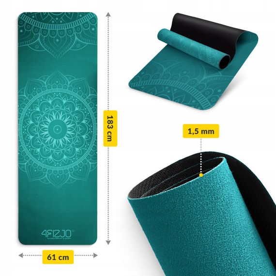 Килимок (мат) спортивний 4FIZJO замша 183 x 61 x 0.15 см для йоги та фітнесу Green (P-5905973404396) | Зображення 6