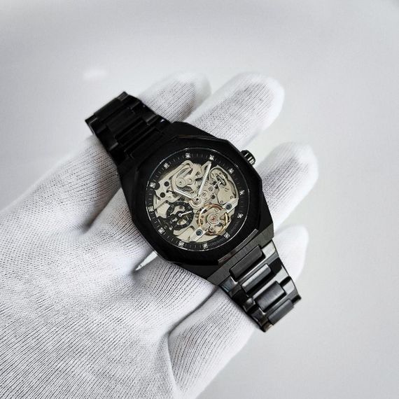 Механічний класичний чоловічий годинник Forsining 8202 Black | Зображення 4