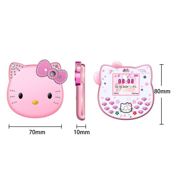 Маленький мобільний телефон AIEK Hello Kitty 2 сім-карти (Pink) (код: SKU-2594980521) | Зображення 5
