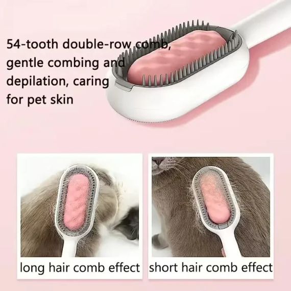 Щітка для вичісування шерсті хатніх тварин 4 в 1 Pet Cleaning Comb з масажем і чищенням речей Pink W28 | Зображення 3