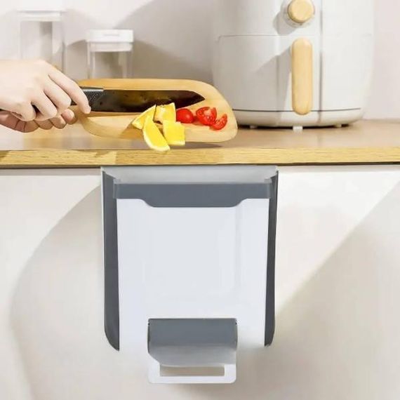 Відро для сміття навісне з відсіком для пакетів Біле