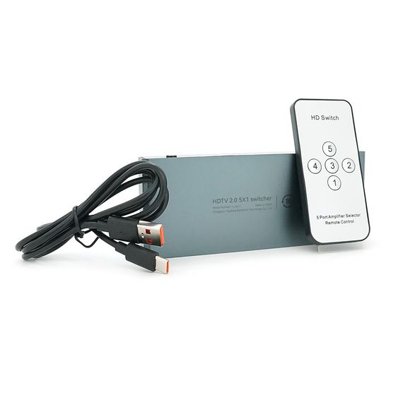 Комутатор VEGGIEG V-HD11 HDMI 1*5, HDTV2.0 4K, Grey, Box | Зображення 1