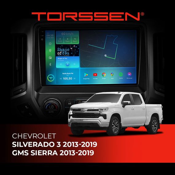 Штатна магнітола Torssen 2K Chevrolet Silverado 3 13-19 GMC Sierra 13-19 FL9 4+64Gb 4G Carplay DSP