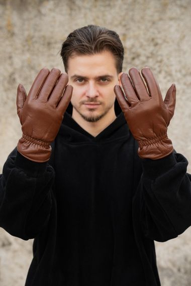 Шкіряні теплі зимові сенсорні перчатки рукавиці 1-59 Without Tomy Brown | Зображення 1
