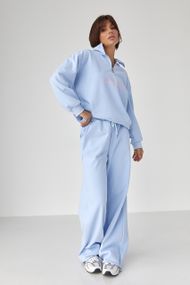 Теплий спортивний костюм з написами - блакитний цвет, S/M (є розміри)