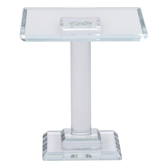 Тортовница стеклянная на ножке 12×12×13 см квадратная стойка для торта, капкейков HP-4-70S | Зображення 1