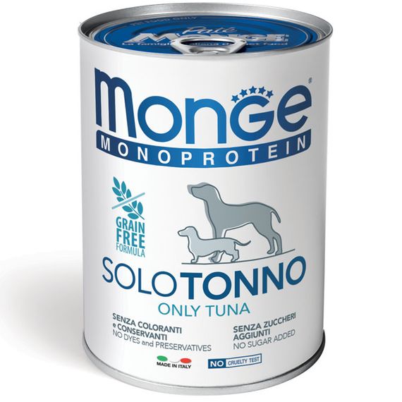 Корм Monge Monoprotein Dog Solo Tonno вологий з тунцем для дорослих собак 400 гр