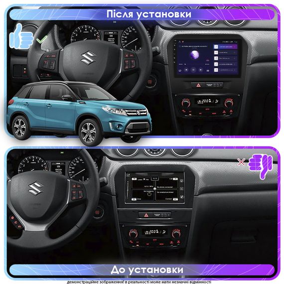 Штатная магнитола Lesko для Suzuki Vitara II 2014-2019 экран 9" 1/16Gb Wi-Fi GPS Base | Зображення 2
