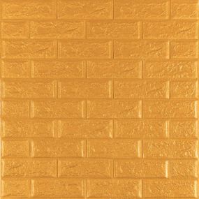 3D панель самоклеюча цегла Золото 700x770x5мм (011-5) Sticker Wall SW-00000147