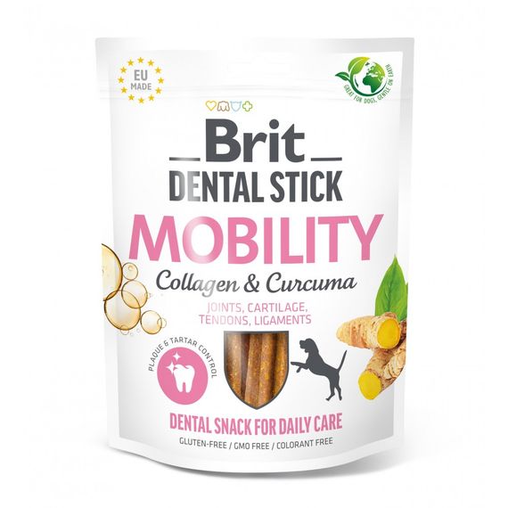 Ласощі Brit Dental Stick Mobility для дорослих собак з колагеном і куркумою для мобільності суглобів 7 шт 251 г