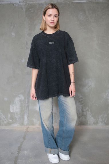Виварена Оверсайз Футболка Without Washed З Принтом 1702 Black | Зображення 4