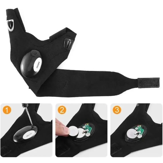 Рукавичка з вбудованим ліхтариком Glove Light, 1 шт., Чорний/Рівчатки з ліхтариком | Зображення 3