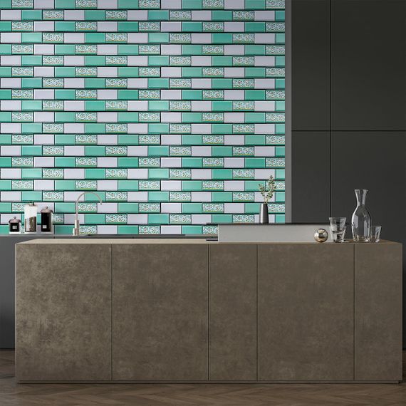 Декоративна ПВХ панель цегла зелений орнамент 960х480х4мм SW-00001429 | Зображення 5