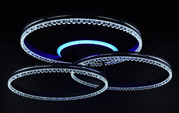 Люстра світлодіодна стельова LED світильник для квартири на стелю лед з пультом 26539 Чорний 17х81х81 см. | Зображення 9