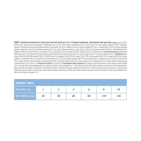 Корм сухий Brit Care Grain Free Mini Sensitive для собак мініатюрних порід з чутливим травленням з олениною 400 г | Зображення 3