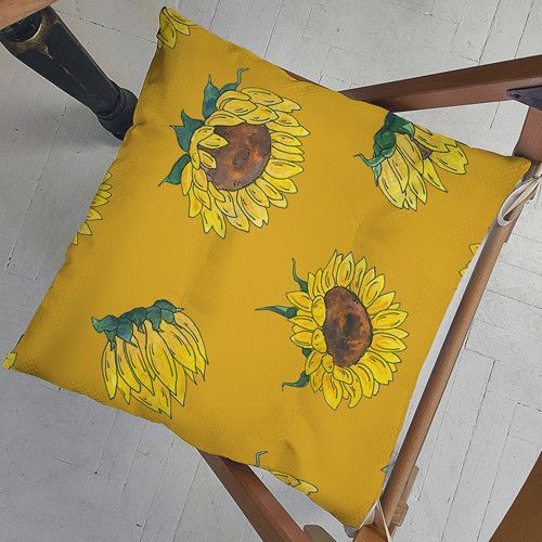 Подушка на стул с завязками Подсолнухи 40x40x4 см (PZ_23F026)