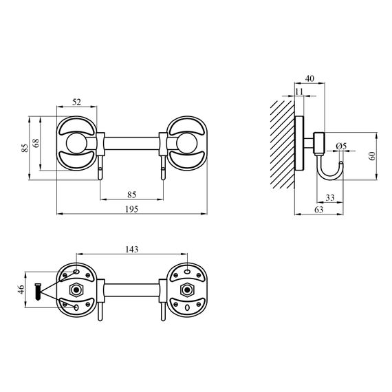 Гачок для ванної кімнати Kroner KRM Elbe - ACC2914-2 (CV022874) | Зображення 1