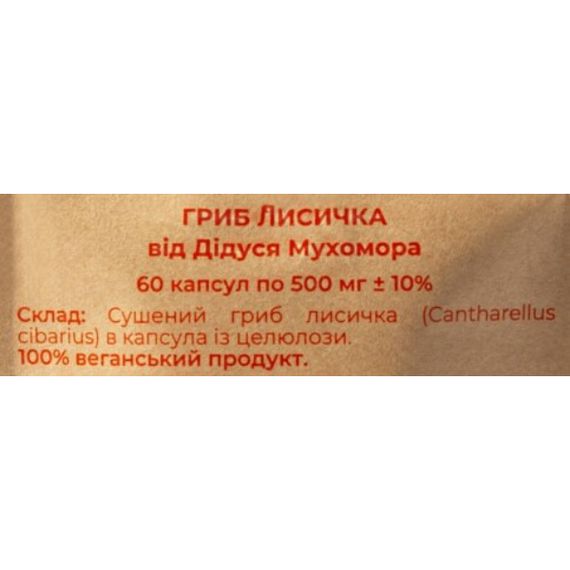 Грибний комплекс Дідусь Мухомор Лисички 500 мг 60 капсул | Зображення 1