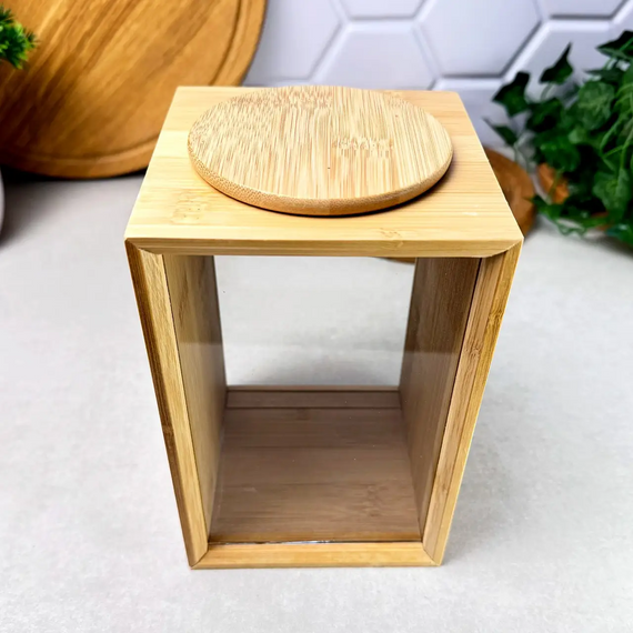 Банка бамбукова Bamboo L GK-5877 для зберігання сипучих продуктів зі скляними стінками 2,5 л Прозорий | Зображення 1