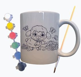 Набор для творчества кружка раскраска "Веселая Овечка" 330 мл белая