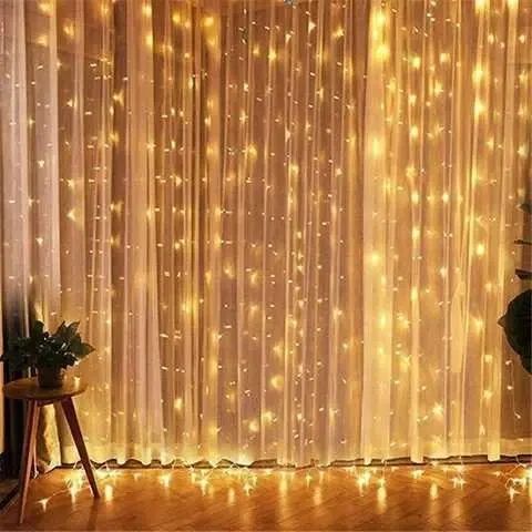 Гірлянда Водоспад USB штора 3х2м, білий теплий, 200 LED + пульт / Новорічна світлодіодна гірлянда на вікно | Зображення 1
