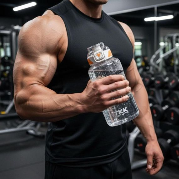 Спортивная бутылка TKK 1500 мл (1.5 л) - Белая Tritan BPA-free, ударопрочная эко-бутылка с антискользящей вставкой | Зображення 7