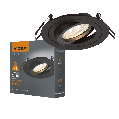 LED Світильник врізний під лампу GU10 круглий чорний VL-SPF08R-B Videx
