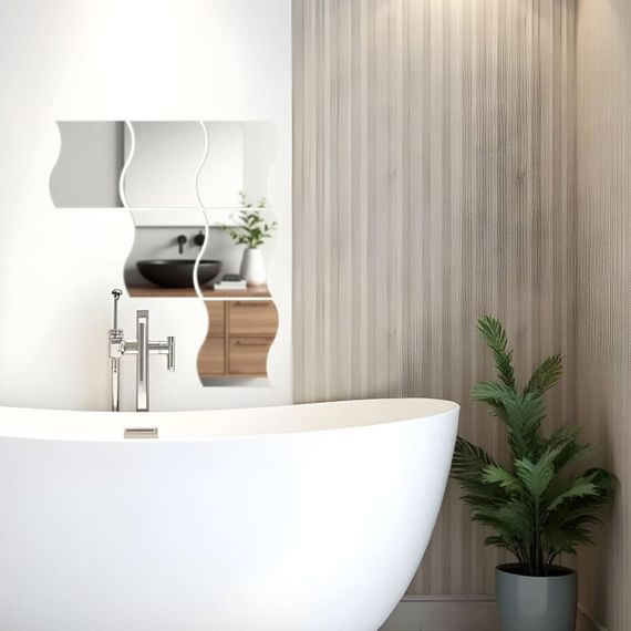 Дзеркальний декор акриловий самоклеючий 140*190мм срібло, 6шт (D) SW-00002510 | Зображення 5