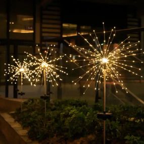 Ліхтар садовий Феєрверк газонний на сонячній батареї, 150 led, 8 режимів