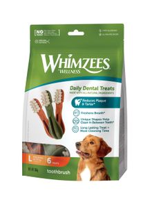 Ласощі для чищення зубів у собак великих порід Whimzees Toothbrush L, 6 шт