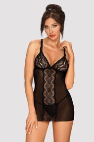 Пеньюар эротический Obsessive Lucita chemise Черный L/XL