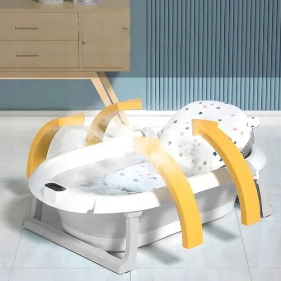 Детская ванночка для купания складная с термометром и подушкой | Зображення 4