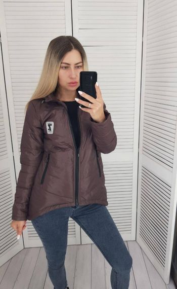 Жіноча демісезонна куртка з емблемою, арт.210/7, шоколад | Зображення 2