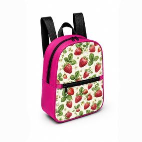 Детский мини-рюкзак розовый с принтом Клубничка для девочки 28×24×10 см мини-сумка детская (5404)