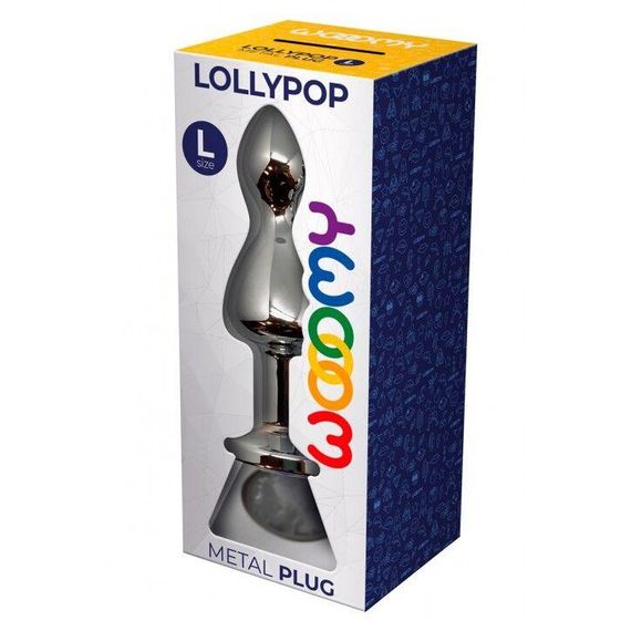 Металева анальна пробка Wooomy Lollypop Double Ball Metal Plug L, діаметр 3,5 см, довжина 10,5 см | Зображення 2