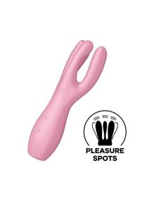 Кліторальний вібратор Satisfyer Threesome 3 з трьома пальчиками, Рожевий