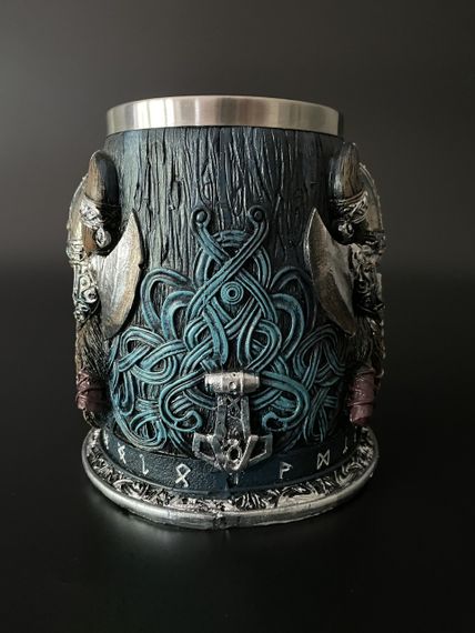Кухоль Вікінг Голового — 3D келих із нержавіючою вставкою в скандинавському стилі | Зображення 3