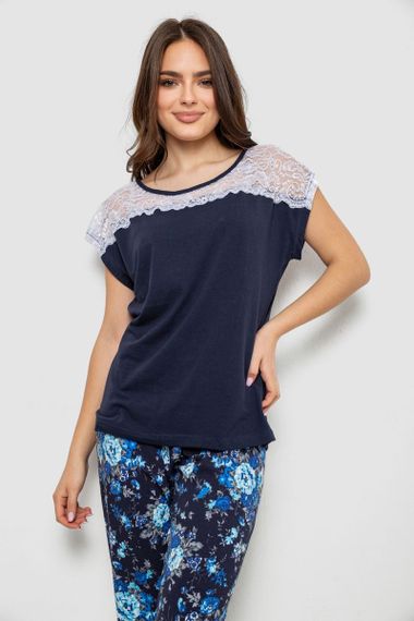 Жіноча піжама з принтом, колір синій, 243R1484-003 | Зображення 1