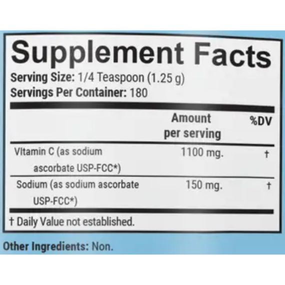 Вітамін C GARO Nutrition Vitamin C as Sodium Ascorbate 225 g /180 servings/ Pure | Зображення 1