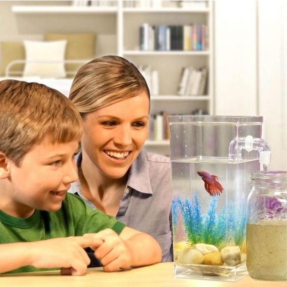 Акваріум самоочисний 2л, з LED підсвічуванням, My Fun Fish / Маленький акваріум для рибок з удароміцного пластику | Зображення 5