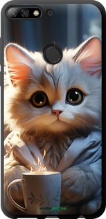 Чохол на Huawei Honor 7C Pro Білий кіт "5646b-2070-2448"