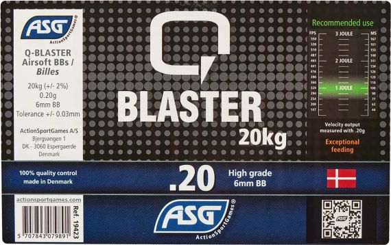 Страйкбольні кульки ASG Q Blaster кал.6 мм 0,20г. 20 кг коробка | Зображення 1