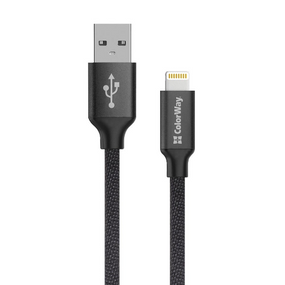 Кабель USB Lightning ColorWay CW-CBUL007-BK 2,4A 2м чорний