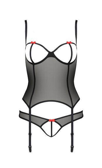 Корсет с открытой грудью и трусики HEIDI CORSET black S/M - Passion sexstyle | Зображення 2